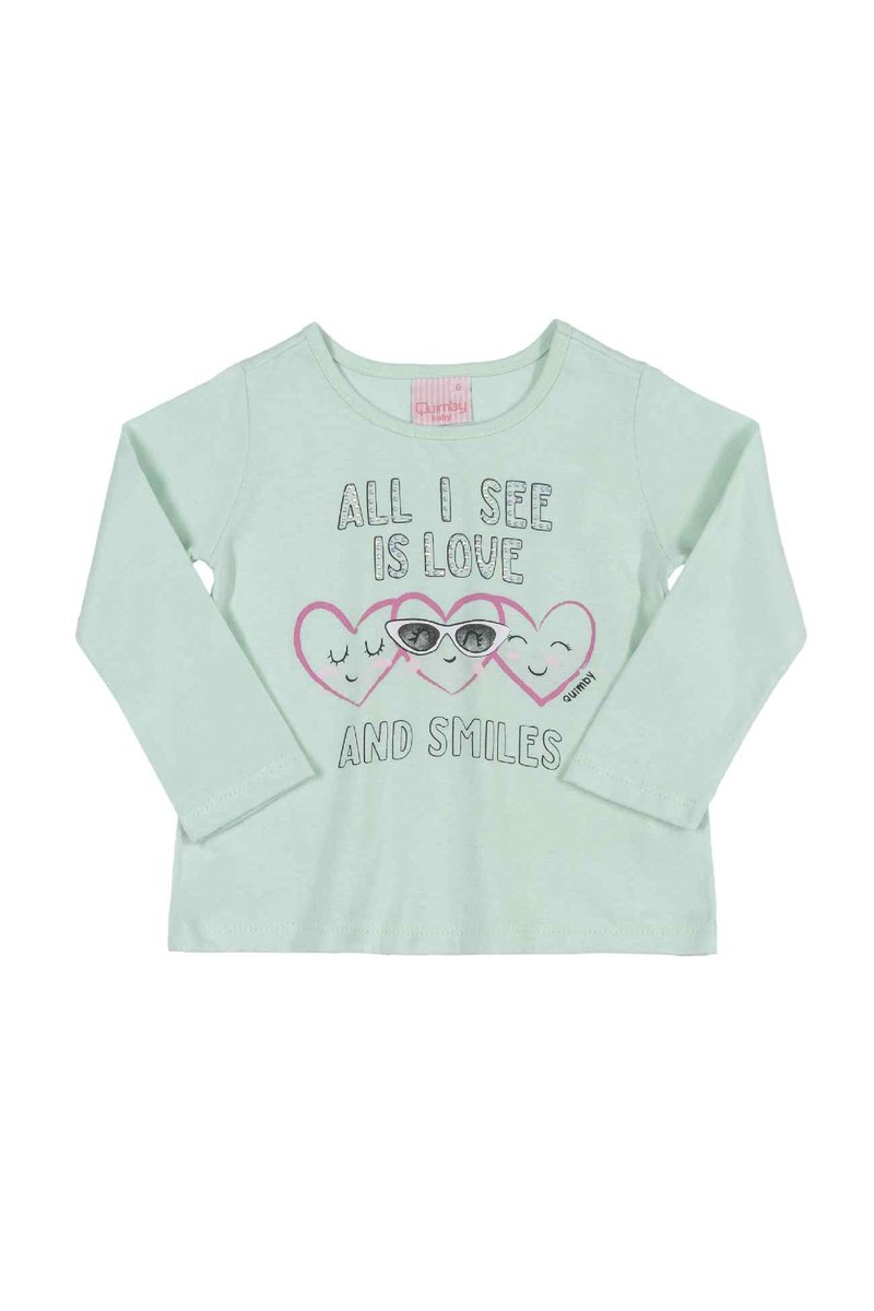 Bluzka dziewczęca z długim rękawem, zielona, Quimby r.86