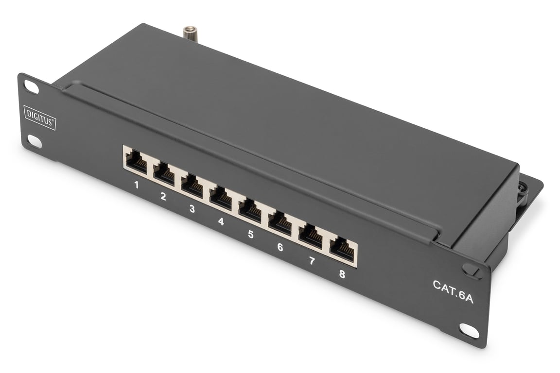 Digitus Patch panel CAT 6A, klasa E, ekranowany, czarny DN-91608S-EA