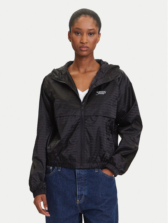 Tommy Jeans Wiatrówka Jacquard DW0DW20952 Czarny Relaxed Fit