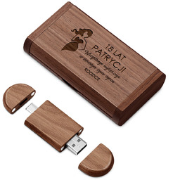 Pendrive drewniany z grawerem 64 GB w magnetycznym pudełku dla niej na 18 urodziny