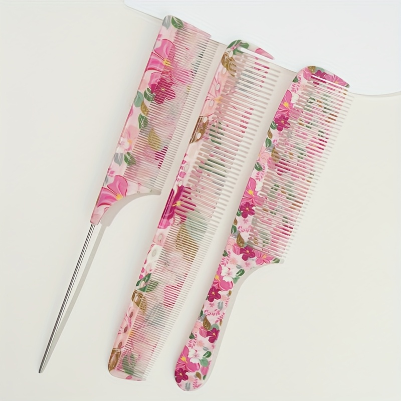 TEMU Zestaw 1/3 Grzebieni do Włosów, w tym Szczotka z Ostrym Końcem i Płaski Grzebień. Wytrzymały Materiał ABS. Uchwyty Metalowe i ABS. Elegancki i