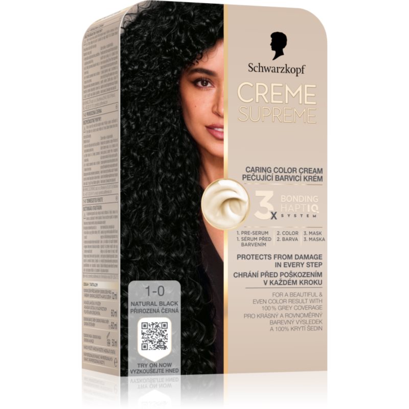 Schwarzkopf Creme Supreme trwała farba do włosów odcień 1-0 Natural Black 60 ml
