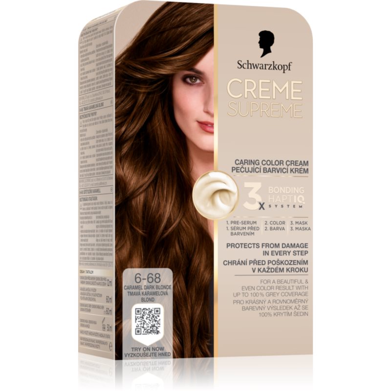 Schwarzkopf Creme Supreme trwała farba do włosów odcień 6-68 Caramel Dark Blonde 60 ml