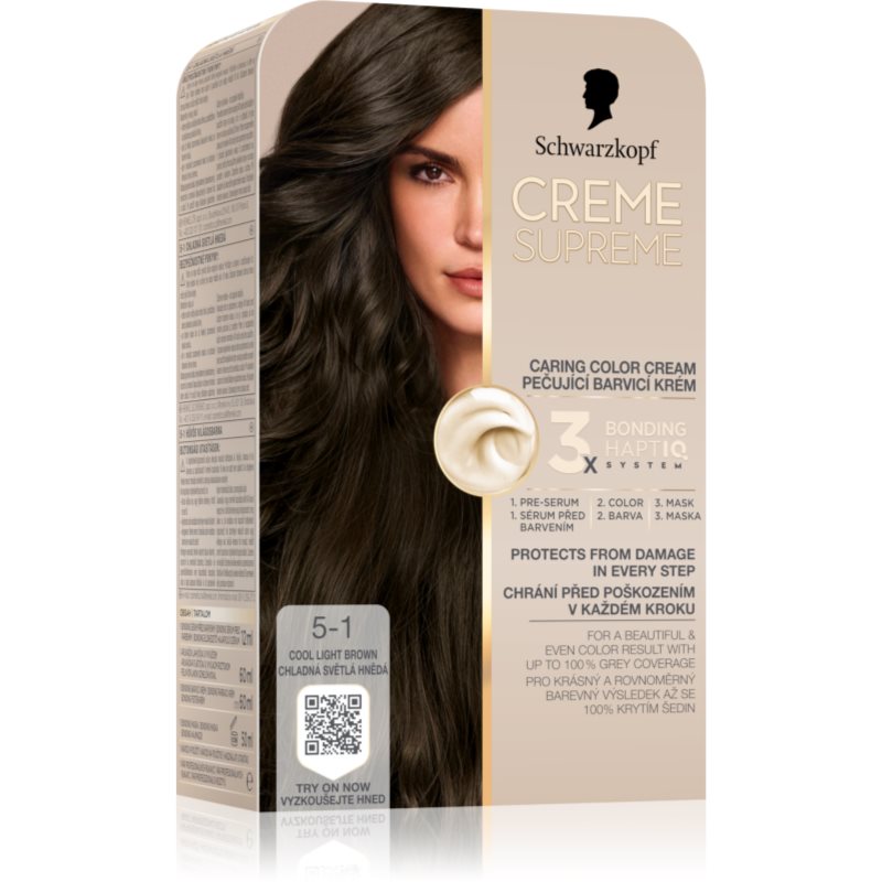 Schwarzkopf Creme Supreme trwała farba do włosów odcień 5-1 Cool Light Brown 60 ml