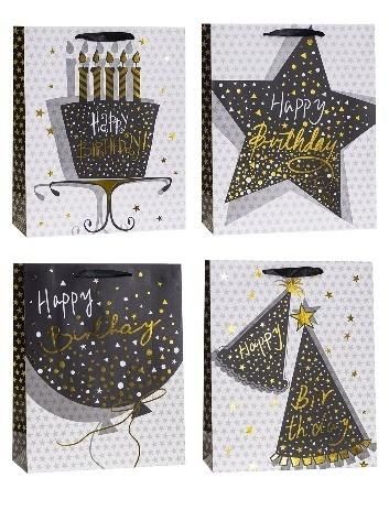 Torebka ozdobna brokat 26x32x10cm mix Rozette - artykuł papierniczy