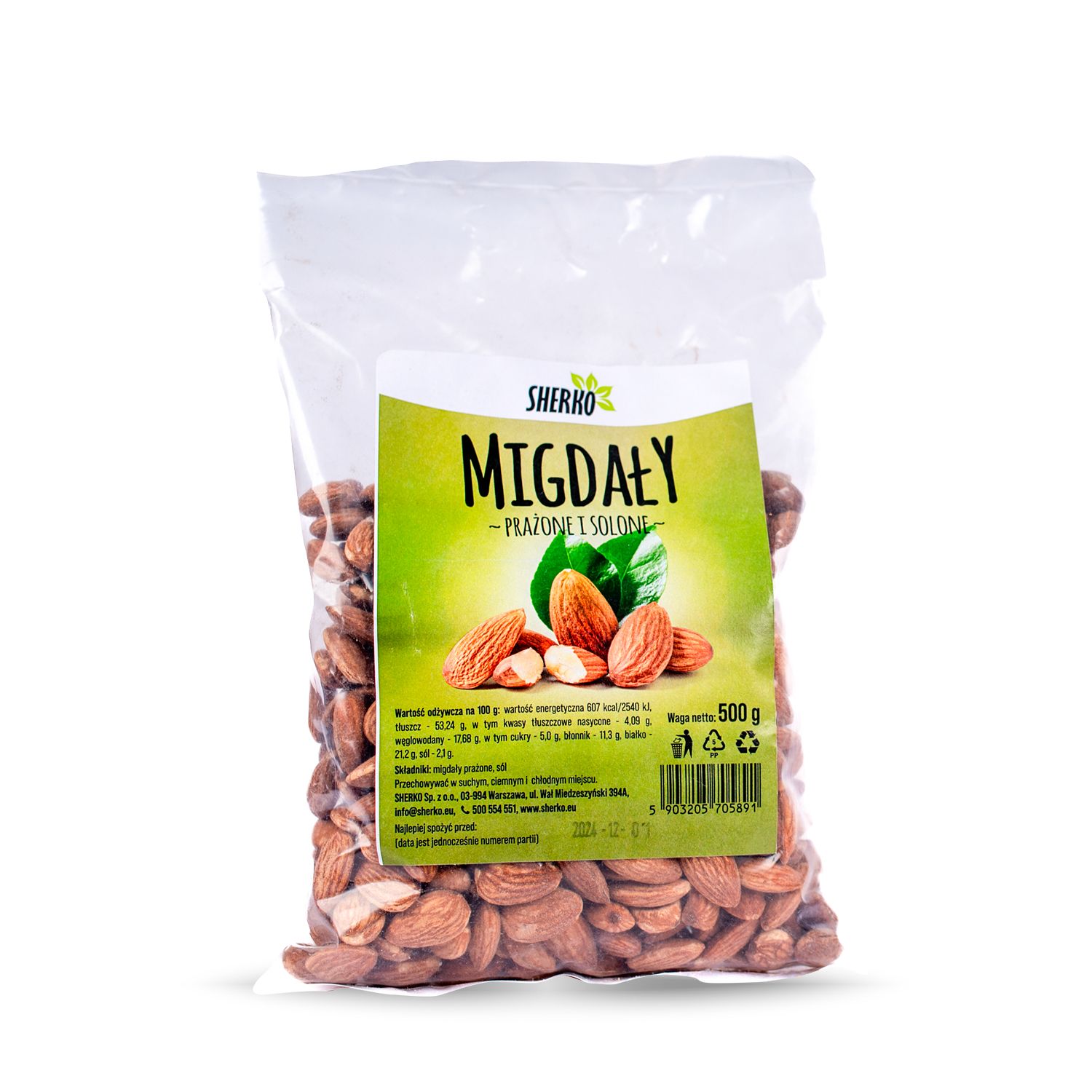 Migdały prażone i solone, 500 g