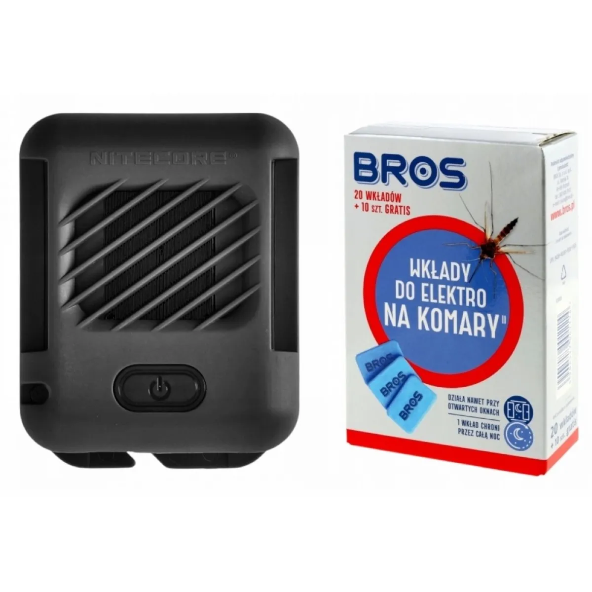 Bezprzewodowy odstraszacz komarów Nitecore EMR05 Czarny + Wkłady Bros do urządzenia 20 szt