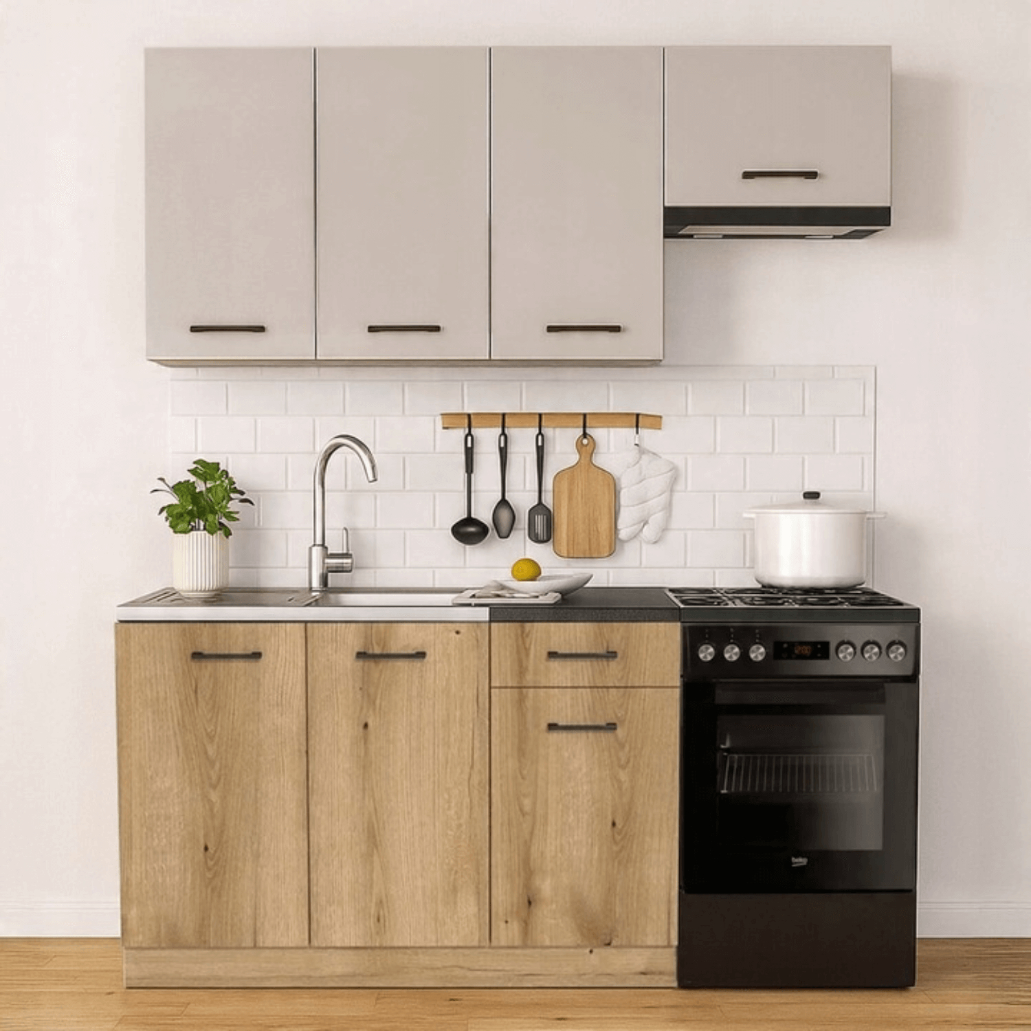 Zestaw Mebli Kuchennych MODERN 170 cm Dąb Evoke/Kaszmir Nowoczesny