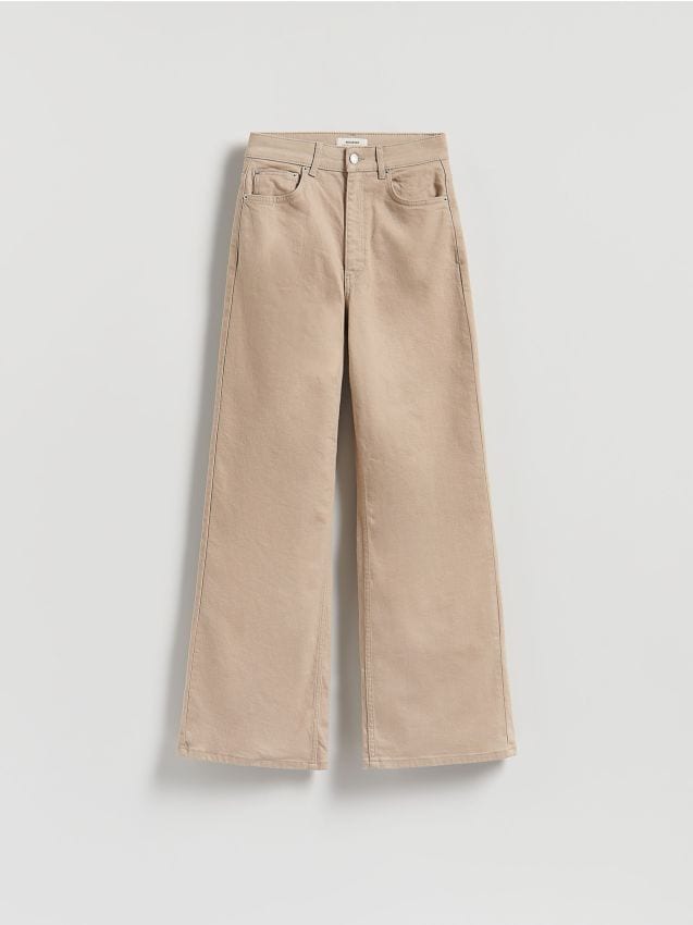 Reserved - Jeansy wide leg - beżowy