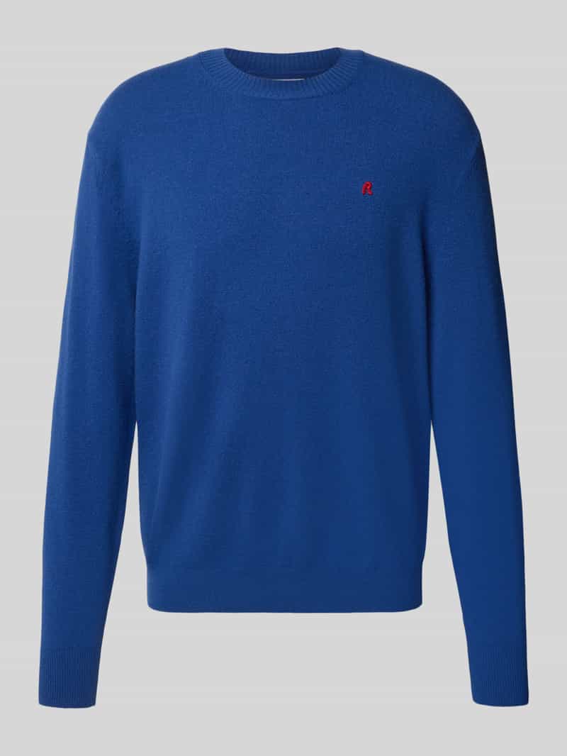 Sweter z dzianiny z mieszanki wełny lana z okrągłym dekoltem