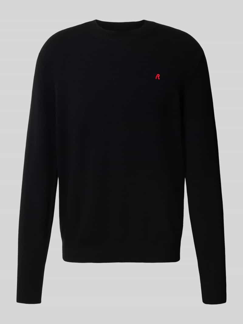 Sweter z dzianiny z mieszanki wełny lana z okrągłym dekoltem