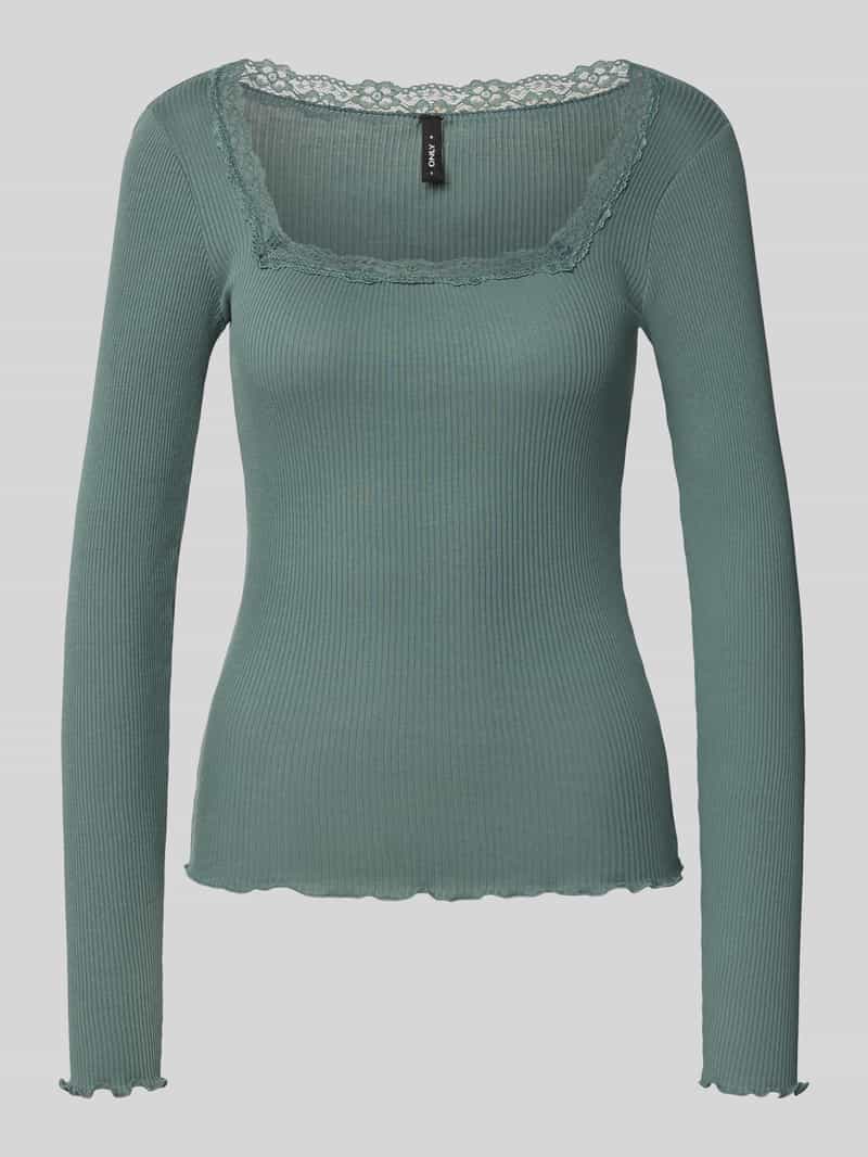 Bluzka z długim rękawem o kroju slim fit z czystej bawełny model ‘XENA’
