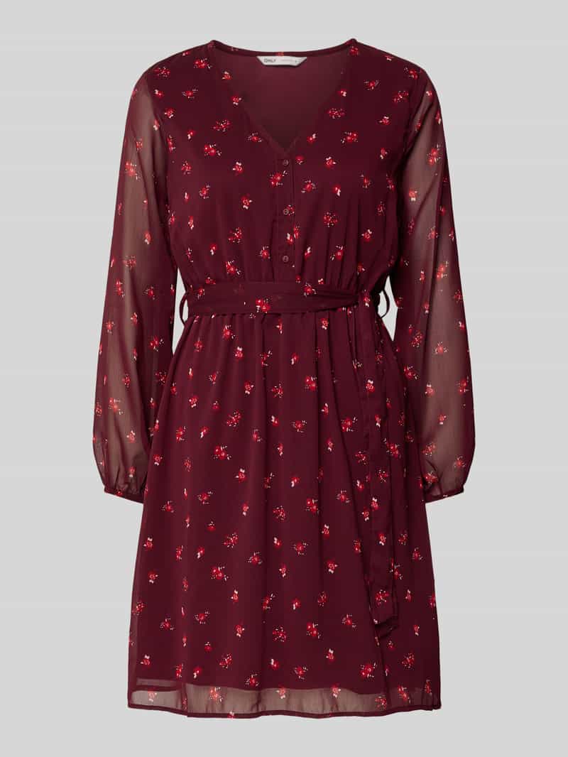 Sukienka casualowa taliowana z bufiastymi rękawami model ‘CERA’