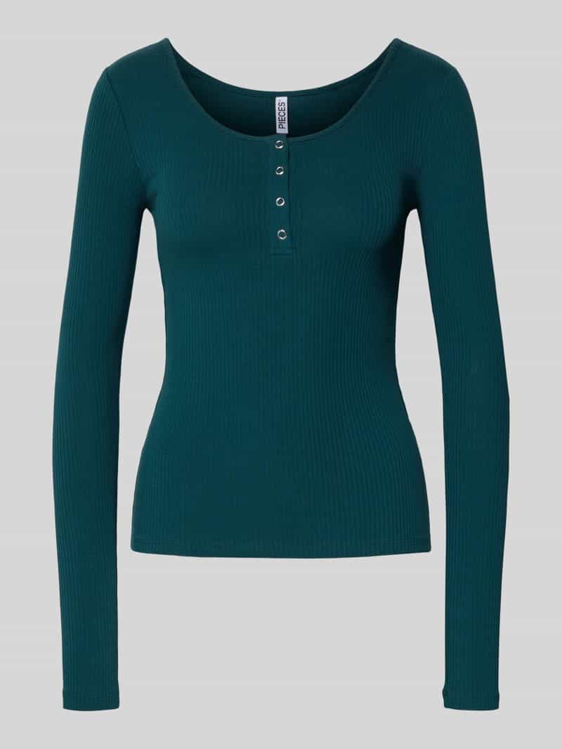 Bluzka z długim rękawem o kroju slim fit z mieszanki bawełny model ‘KITTE’