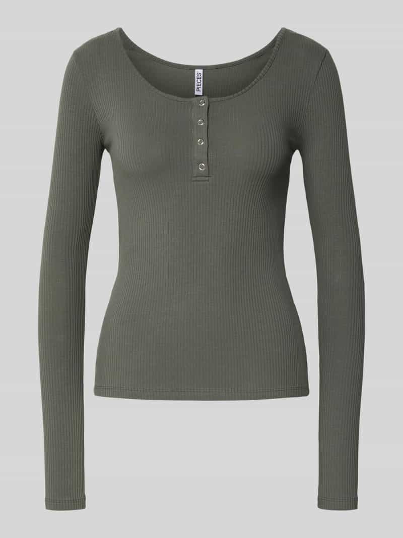 Bluzka z długim rękawem o kroju slim fit z mieszanki bawełny model ‘KITTE’