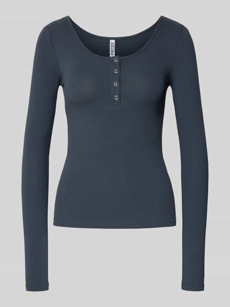 Bluzka z długim rękawem o kroju slim fit z mieszanki bawełny model ‘KITTE’
