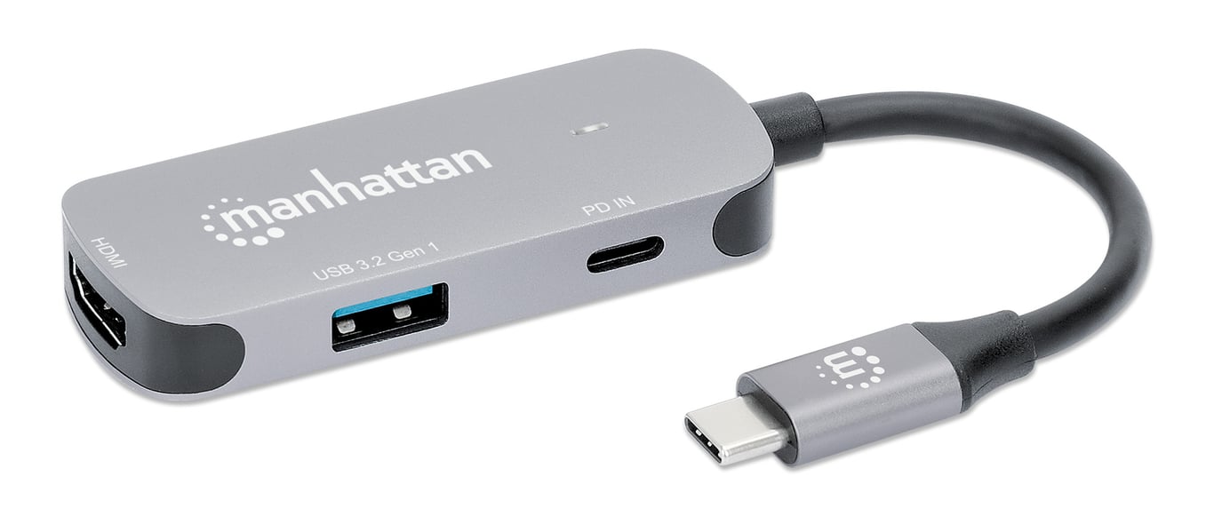 Manhattan 190299 stacja dokująca Przewodowa USB 3.2 Gen 1 (3.1 Gen 1) Type-C Srebrny 190299