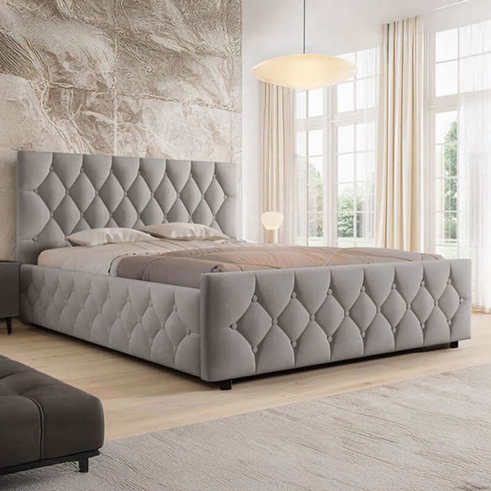 Łóżko tapicerowane z pojemnikiem SFG0172 180x200 Welur Szary #53