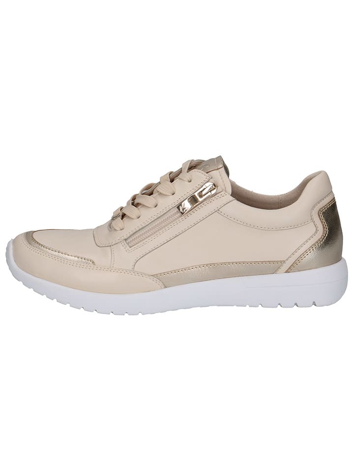 Caprice Skórzane sneakersy w kolorze złoto-beżowym