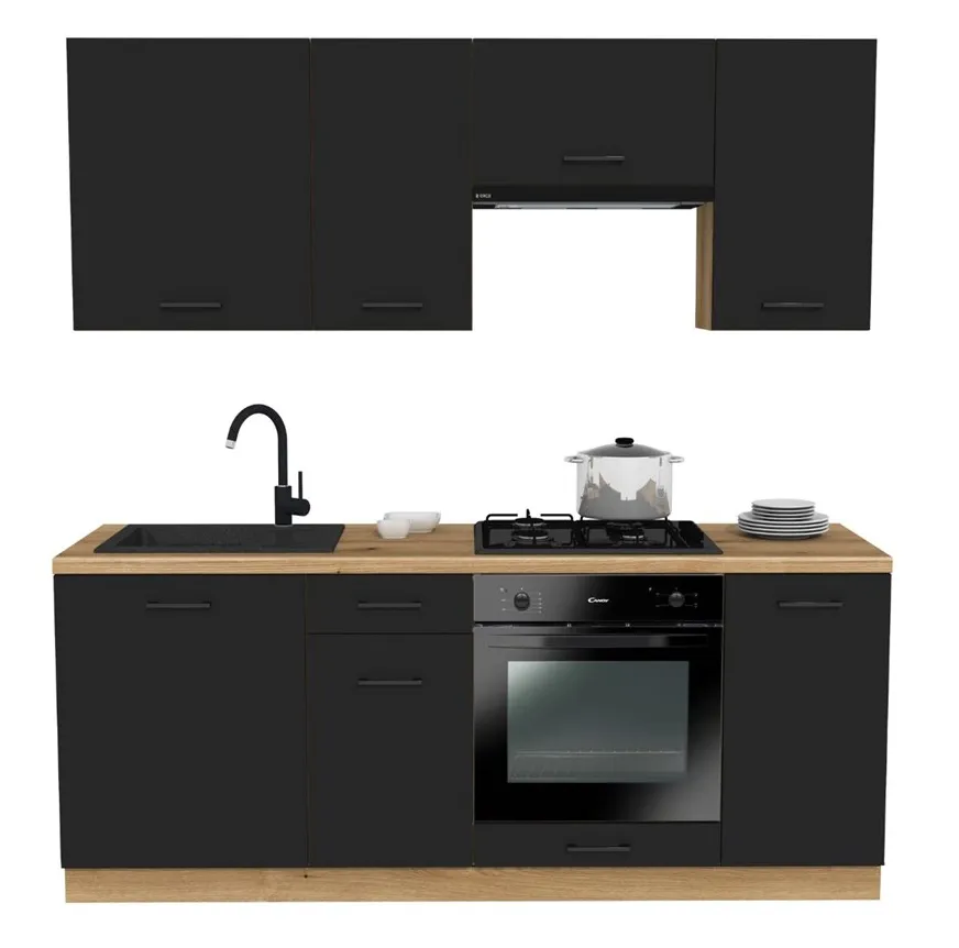 Komplet czarnych mebli kuchennych - Herisox