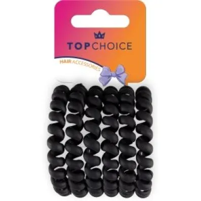 Top Choice Gumka do włosów Czarna 6 szt.