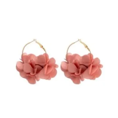 Ecarla Kolczyki wiszące, koła, tiulowe kwiaty K1677R