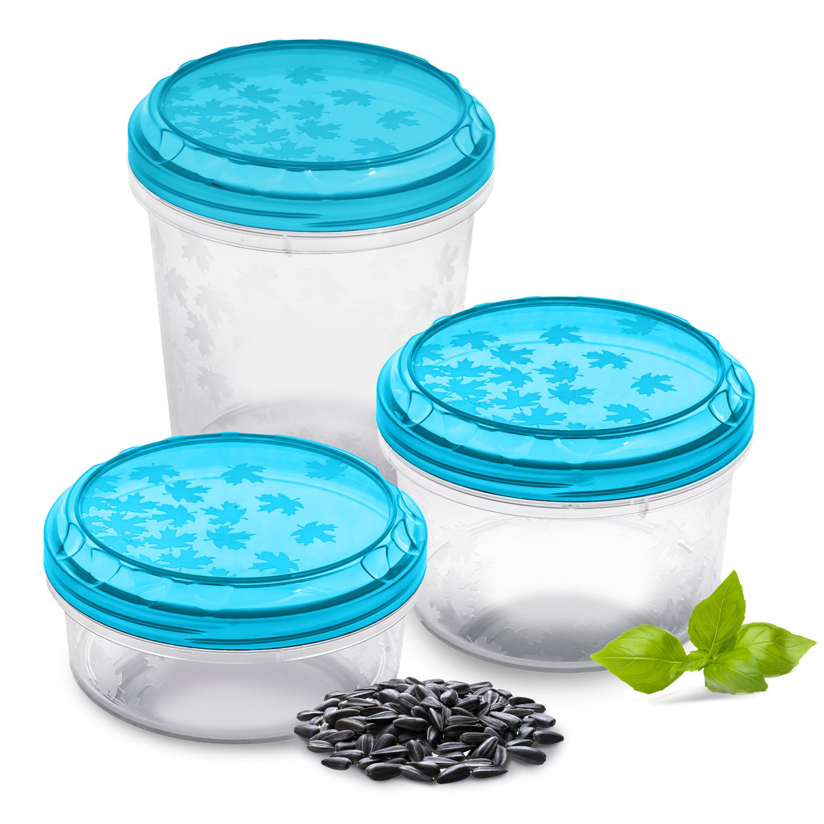 Zestaw Pojemników Plastikowych Do Żywności Okrągłe 3 Szt Pojemniki Niebieskie