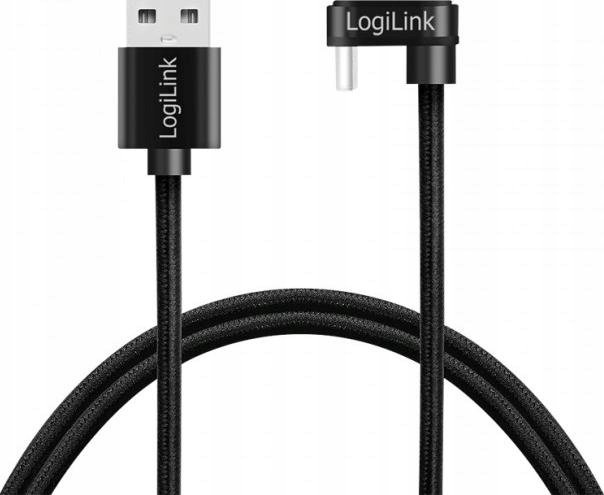 Logilink Kabel Usb-A Do Usb-C 2M Kątowy Czarny Do Ładowania I Transmisji
