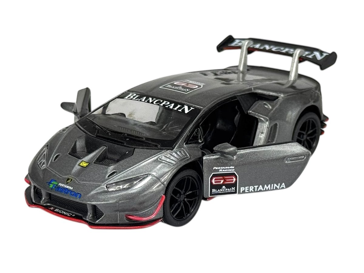 KINSMART LAMBORGHINI HURACAN LP620-2 SUPER TROFEO SREBRNY 1:36 BEZ PUDEŁKA KT5389