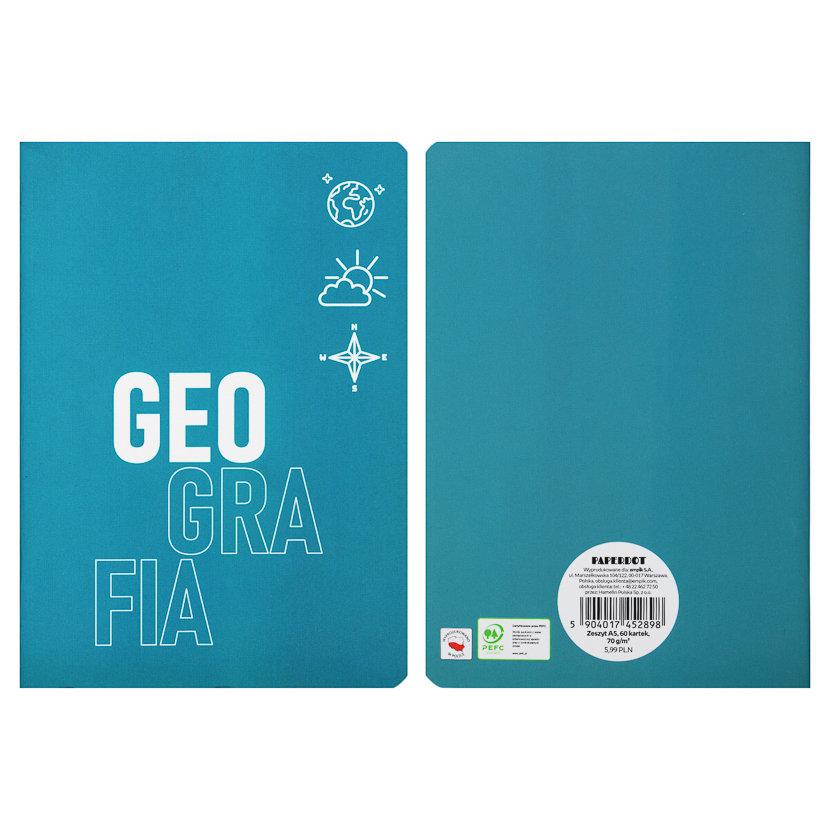 Paperdot, Zeszyt Tematyczny, Geografia, Kratka, A5, 60 Kartek