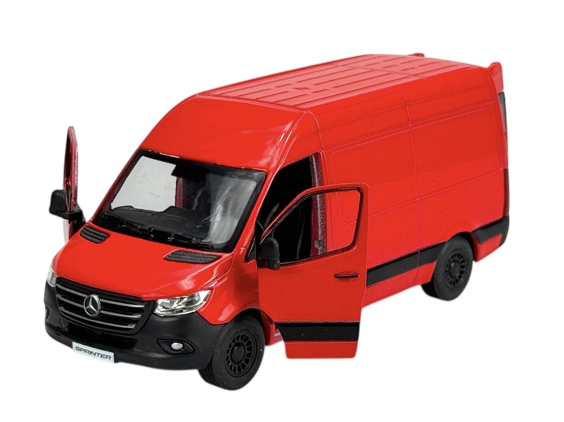 KINSMART MERCEDES-BENZ SPRINTER W907 W910 CZERWONY 1:48 BEZ PUDEŁKA KT5426
