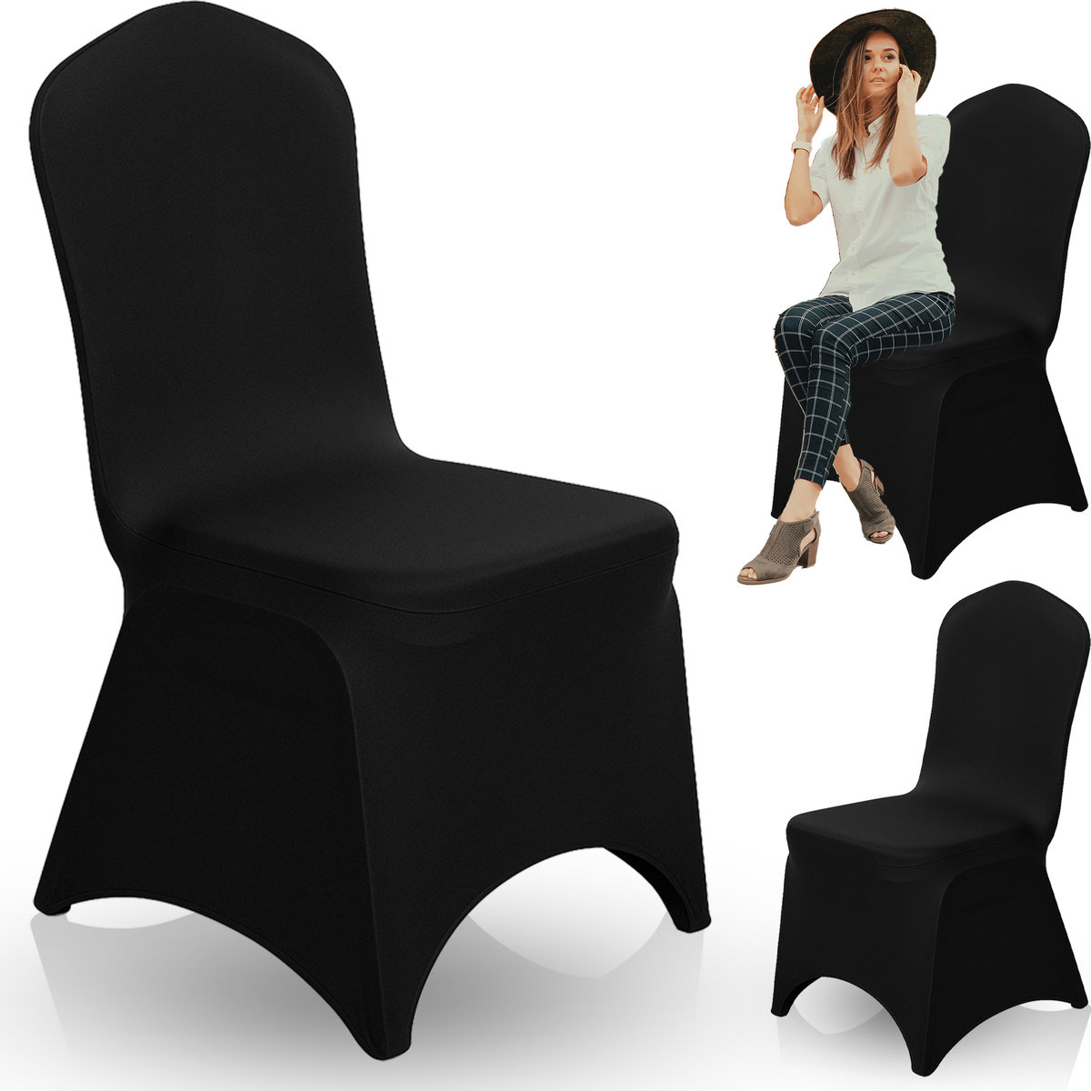 Pokrowiec Elastyczny Czarny Na Krzesło Bankietowe Uniwersalny Cateringowy
