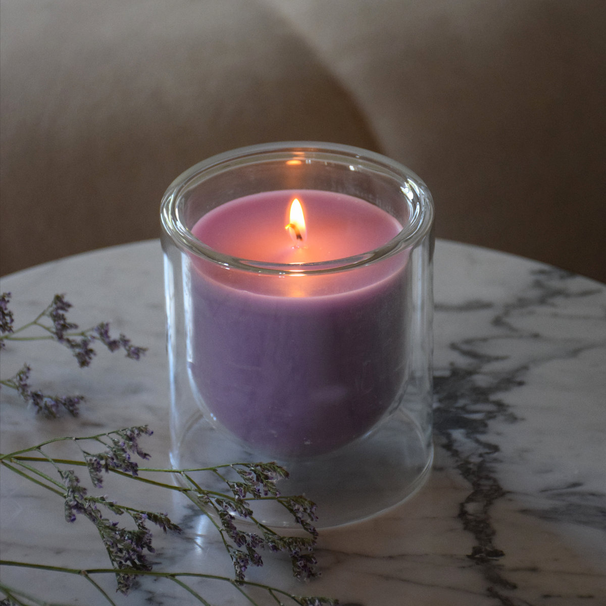 Świeca w podwójnym szkle Lavender