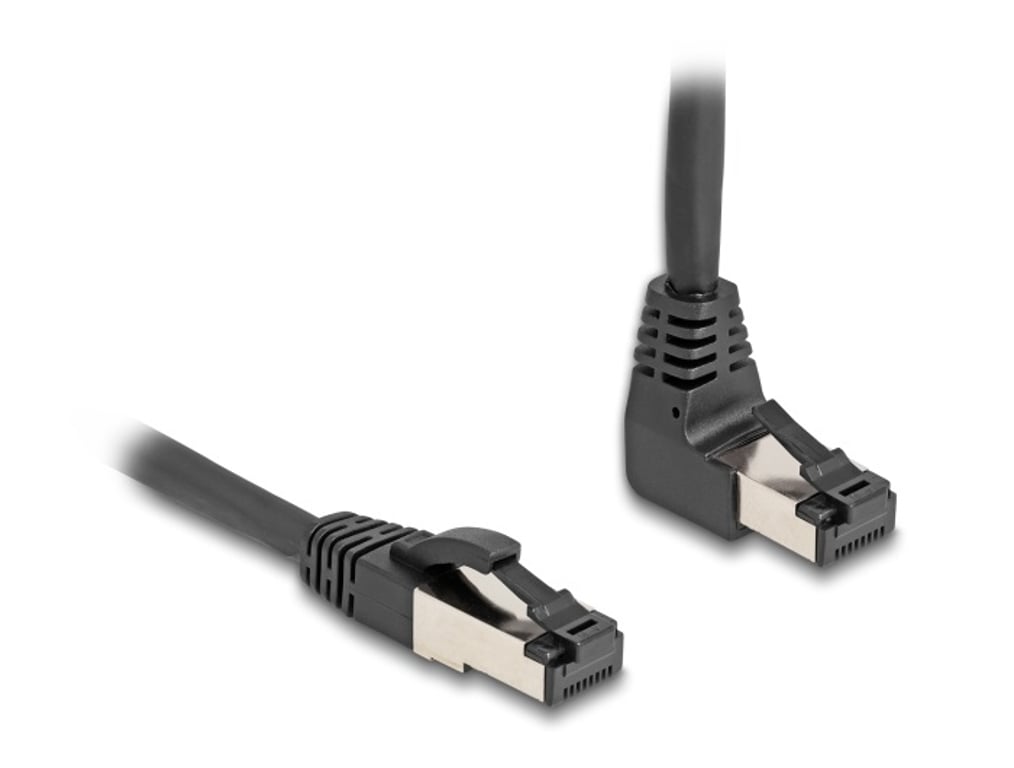 DeLOCK Kabel sieciowy RJ45 Cat.8.1 S/FTP w dół pod kątem 90°/prosty 2 m czarny 80446