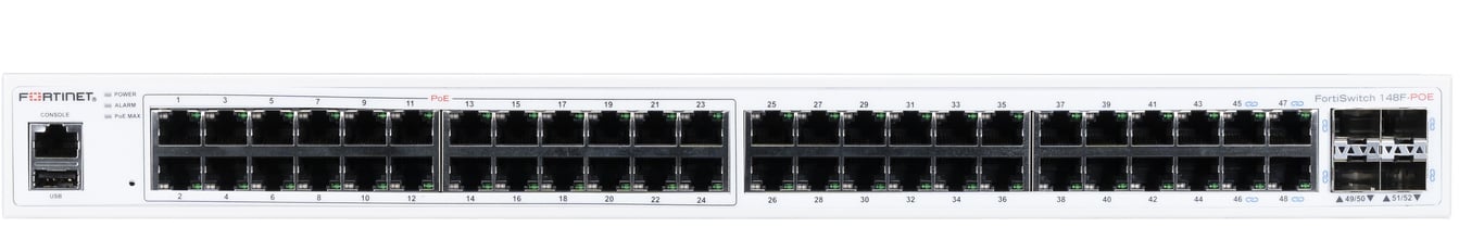 Fortinet FS-148F-POE łącza sieciowe L2 Gigabit Ethernet (10/100/1000) Obsługa PoE 1U Biały FS-148F-POE