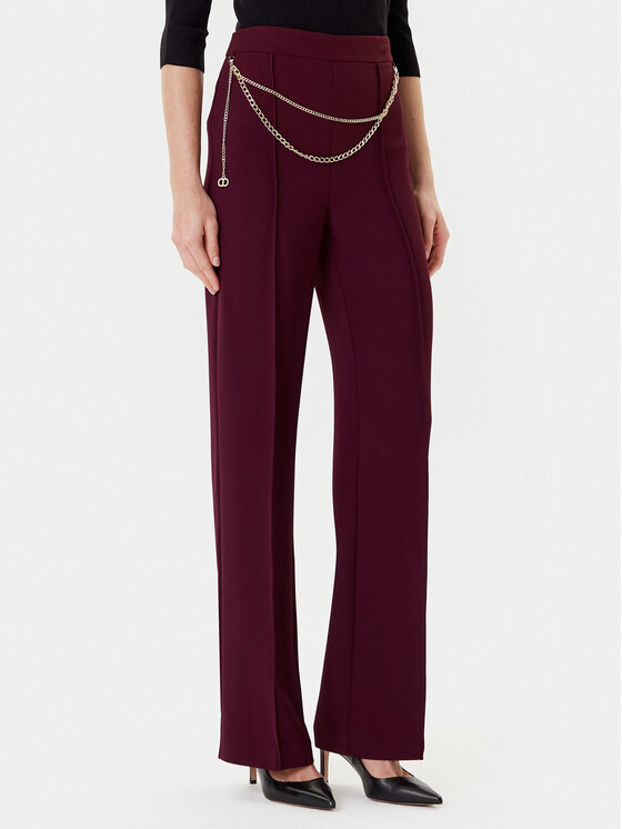 TWINSET Spodnie palazzo 252TP2281 Bordowy Wide Leg