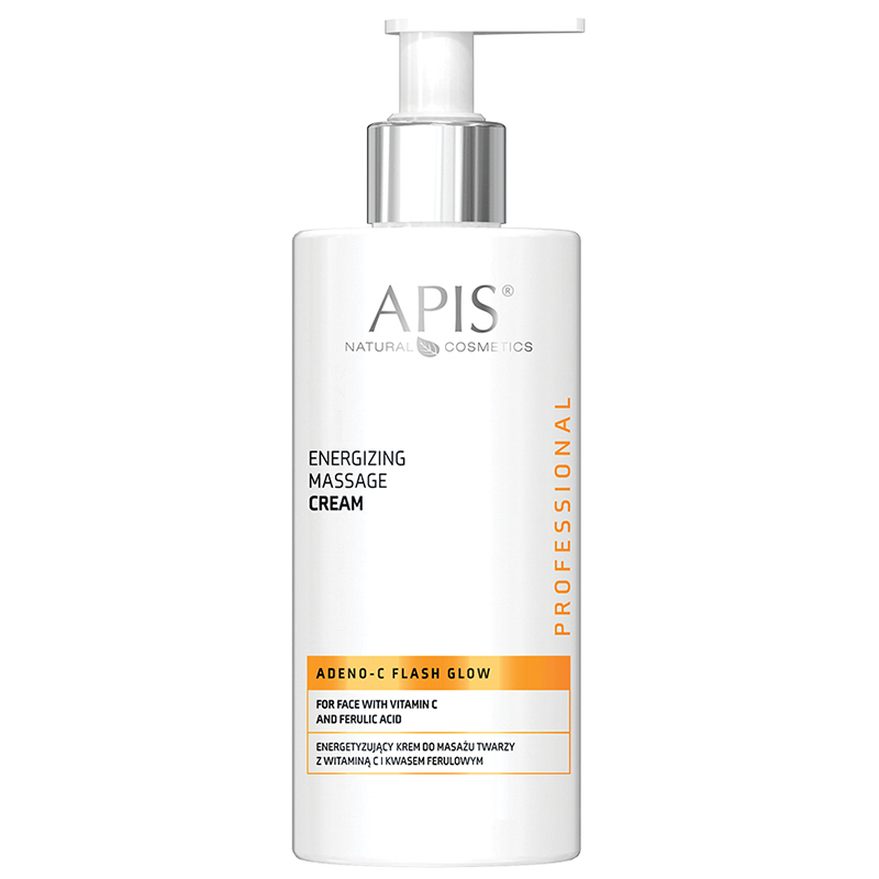 Apis Adeno-C Flash Glow, energetyzujący krem do masażu twarzy z witaminą C i kwasem ferulowym, 300 ml