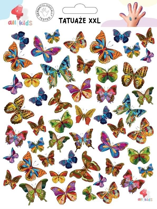 Tatuaże zmywalne dla dzieci Motylki Xxl
