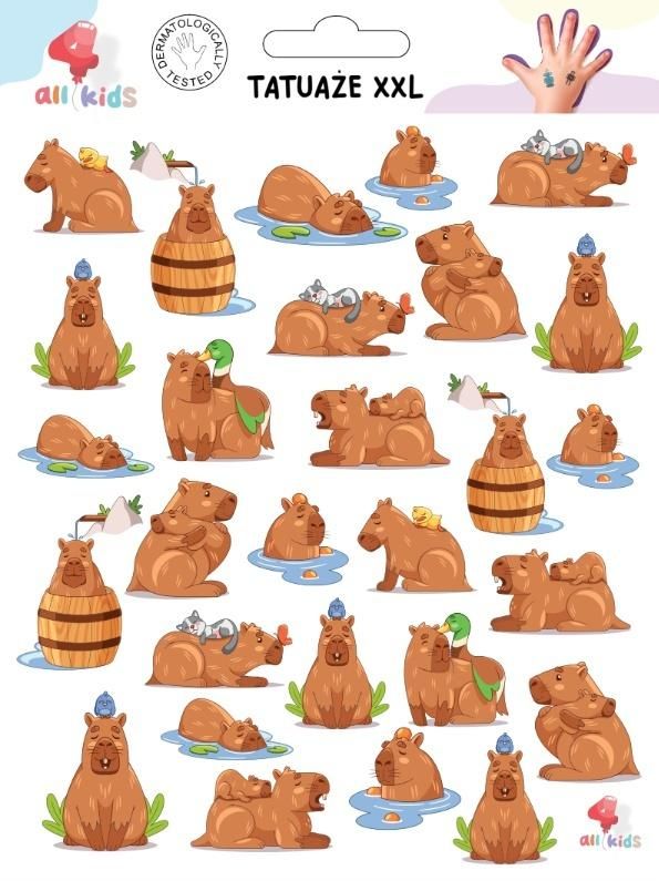 Tatuaże zmywalne dla dzieci Kapibara Xxl