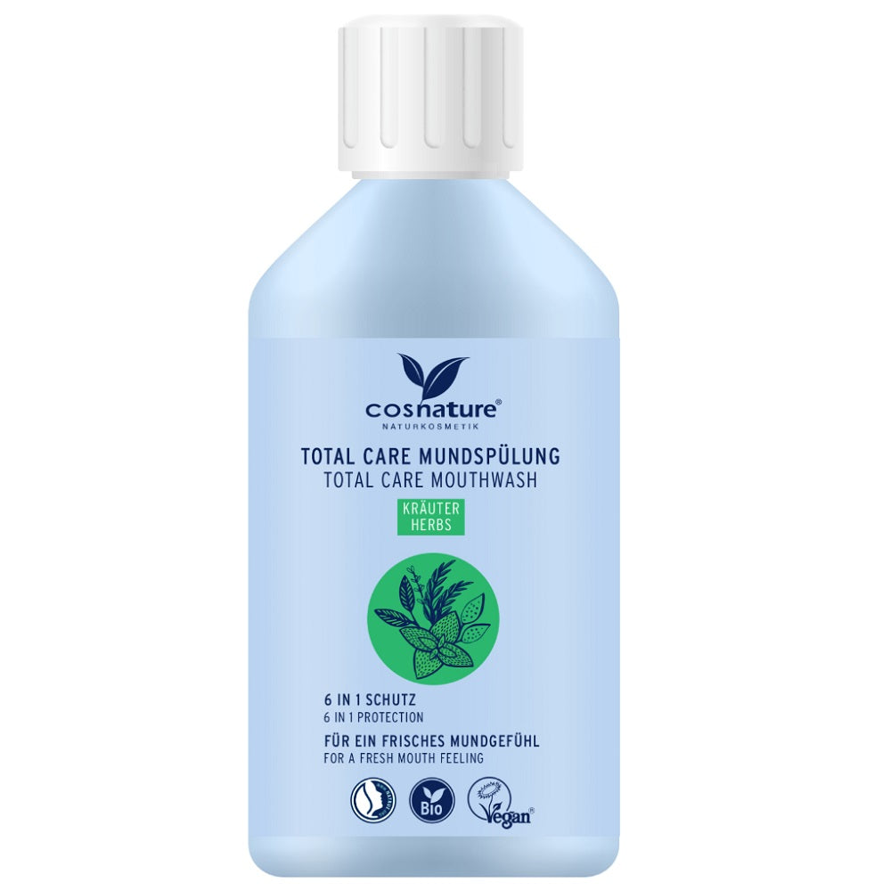 Cosnature Total Care Mouthwash płyn do płukania ust 6w1 o smaku ziołowym z fluorem 300ml