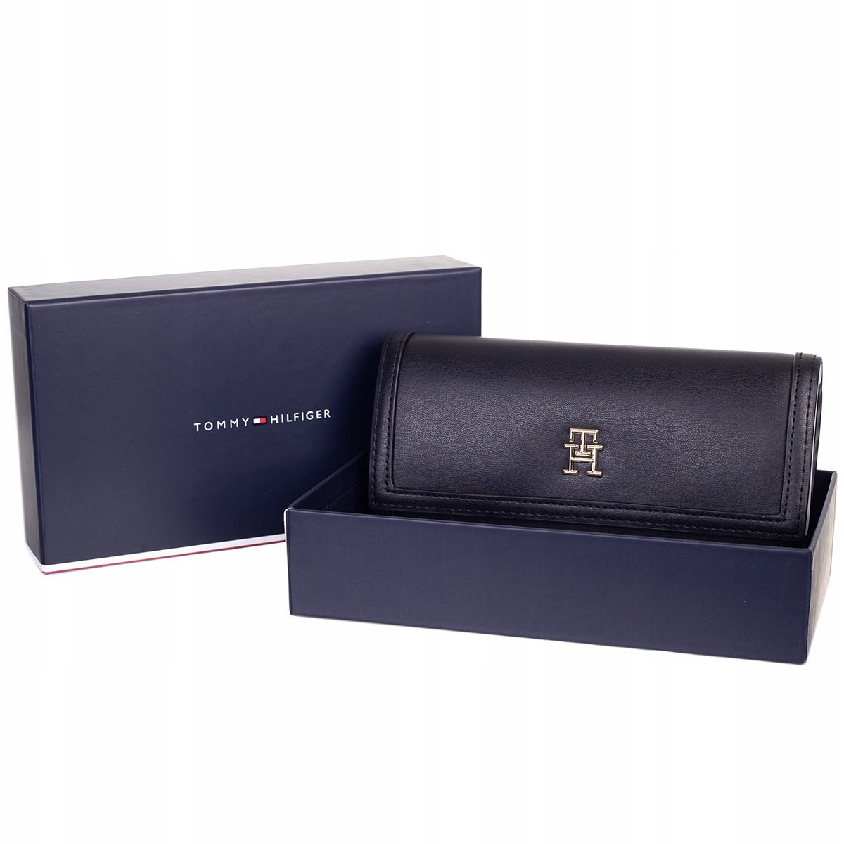 Tommy hilfiger portfel damski th city compact l flap wallet czarny