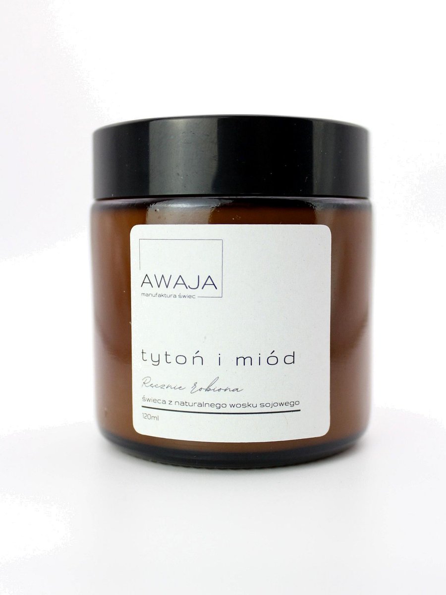 Świeca sojowa miód i dym – zapachowa, ręcznie robiona, 120ml, prezent