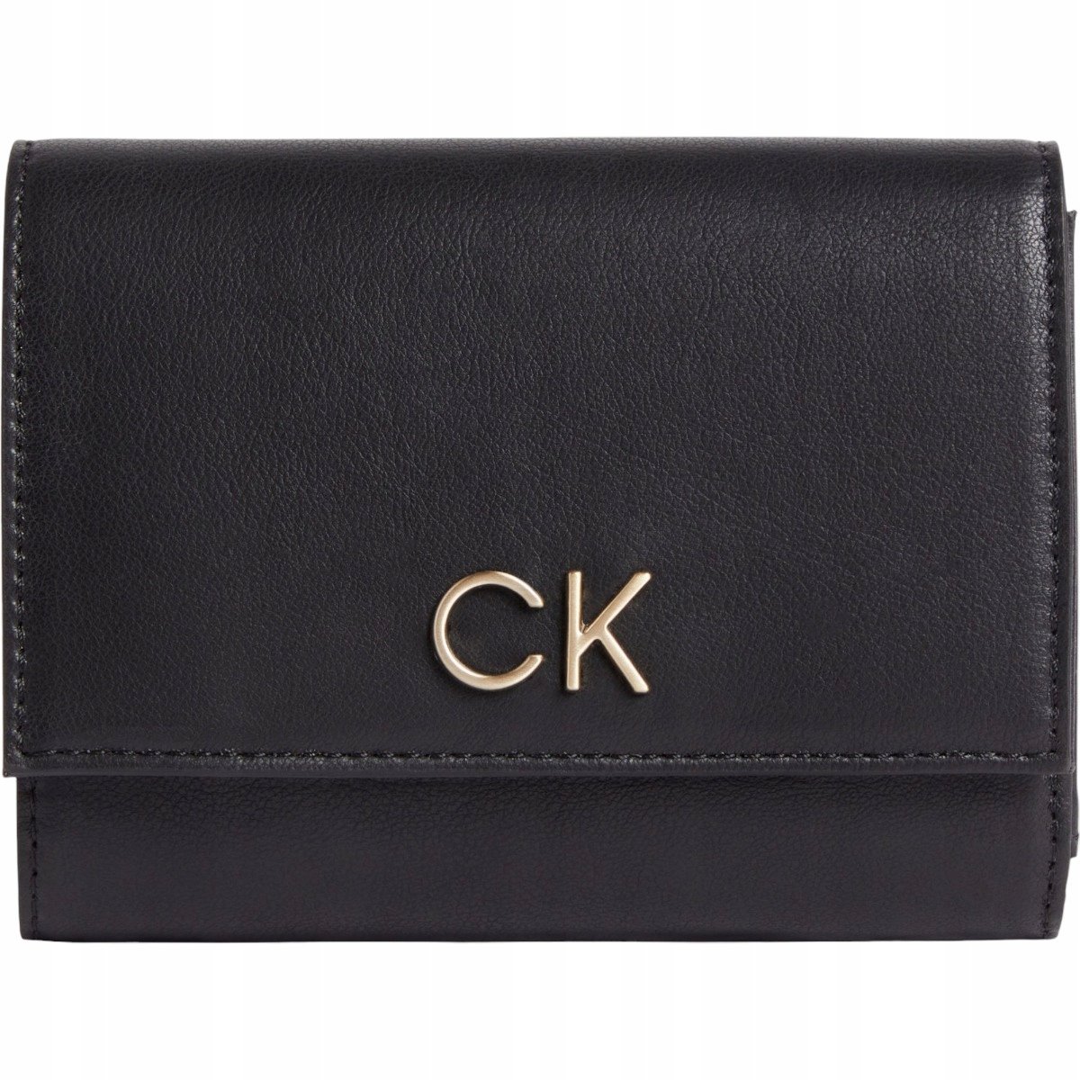 Calvin klein portfel damski re-lock trifold czarny