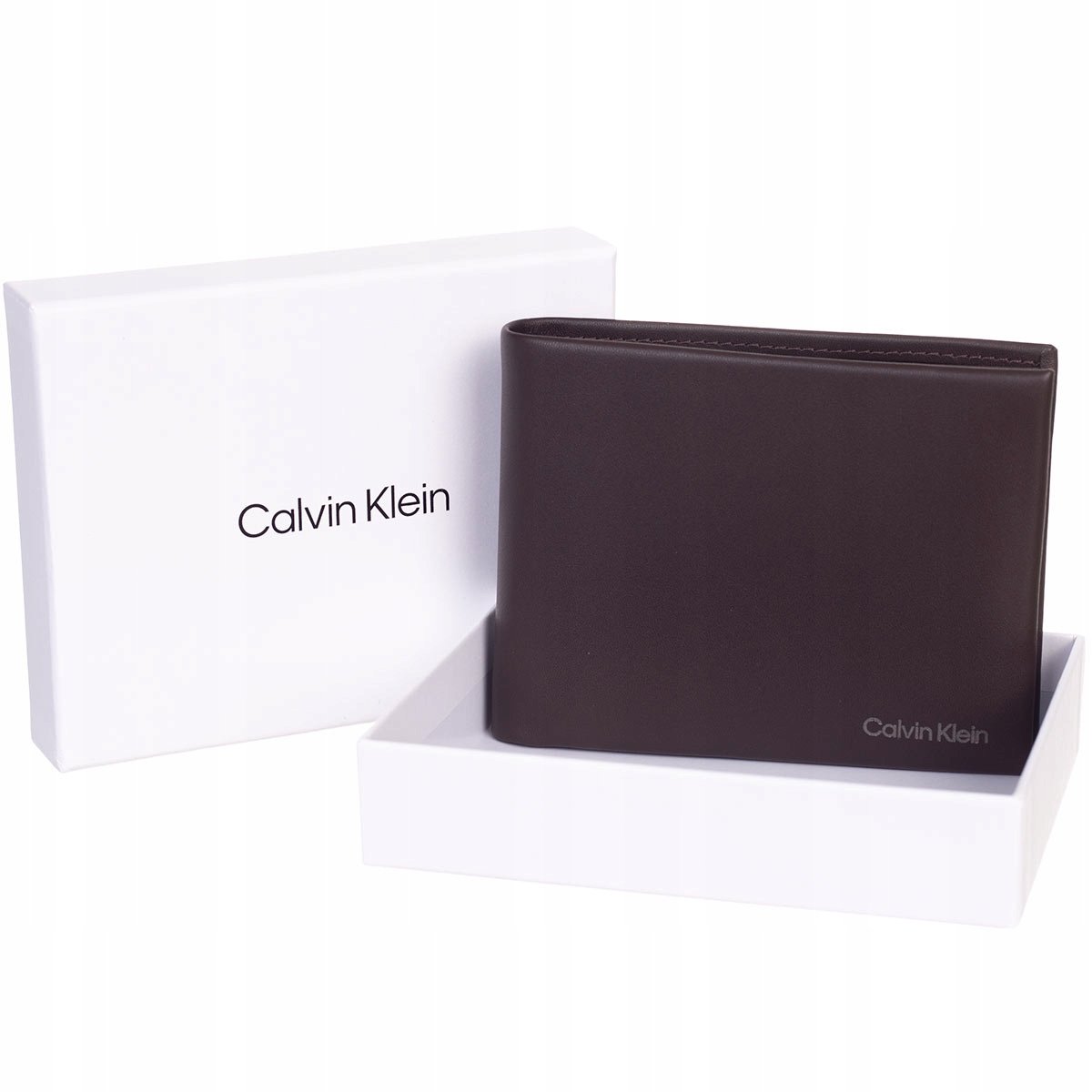 Calvin klein bezpieczny portfel męski brązowy
