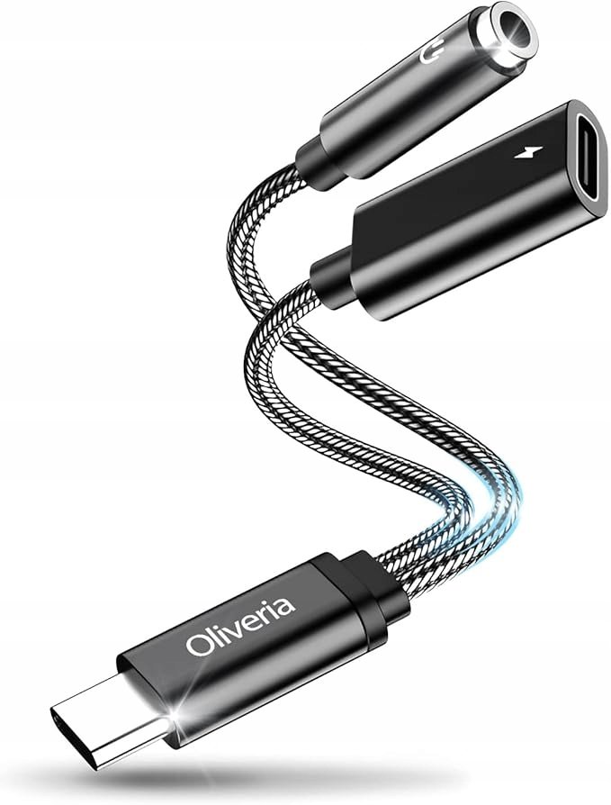 Adapter Przejściówka 2W1 Usb-C Typ C Na 3,5 Mm Jack Aux Kabel Audio
