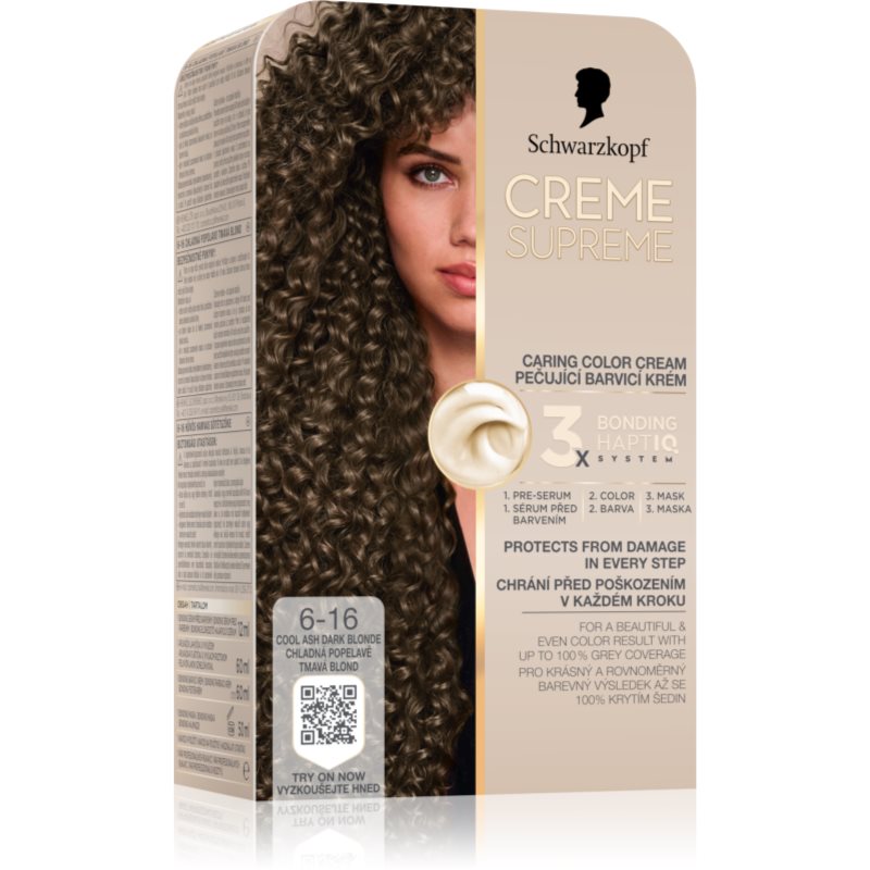Schwarzkopf Creme Supreme trwała farba do włosów odcień 6-16 Cool Ash Dark Blonde 60 ml