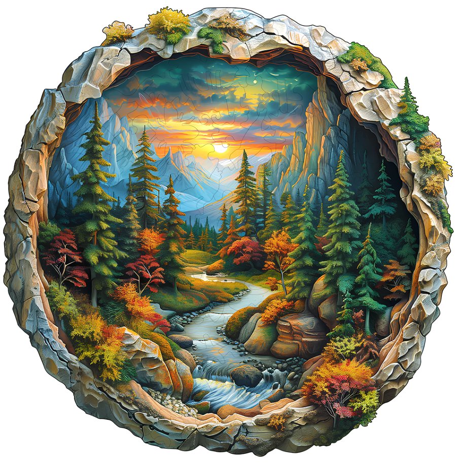 DREWNIANE PUZZLE PREMIUM KRAJOBRAZ NATURA LAS OBRAZ Z PUZLI DLA DZIECI I DOROSŁYCH