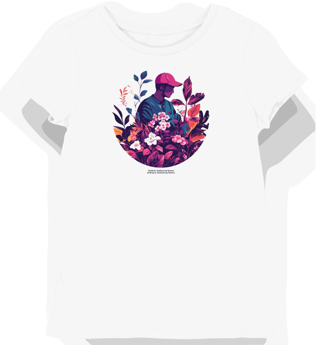 Koszulka damska biała z grafiką ogrodnika i kwiatów L