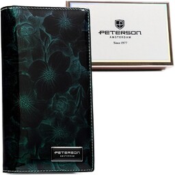 Portfel Damski Skórzany Peterson Lakierowany Długi Z Suwakiem Na Zewnątrz RFID PTN-PS1431 ZIELONY 19,5 x 10 x 3,5 [cm]
