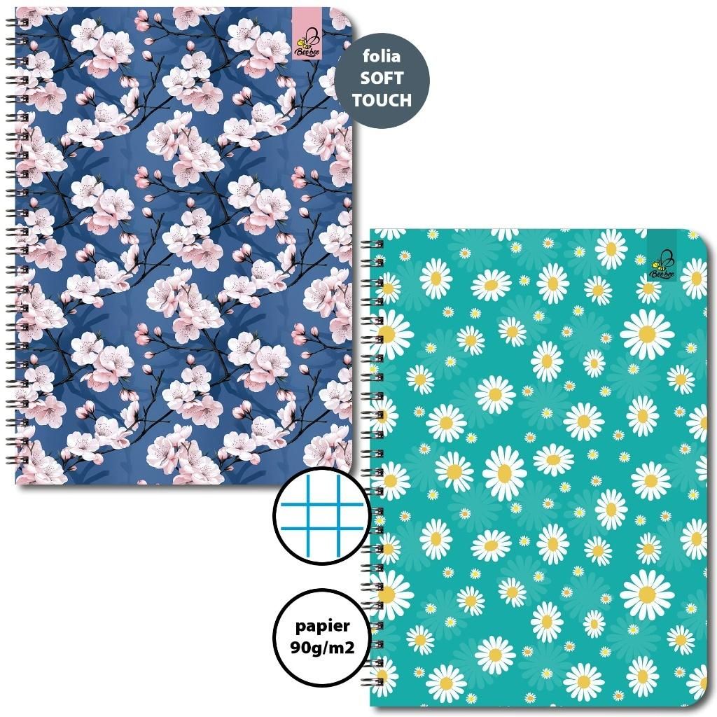 Kołozeszyt A550k kratka 90g Kwiatki (6szt)